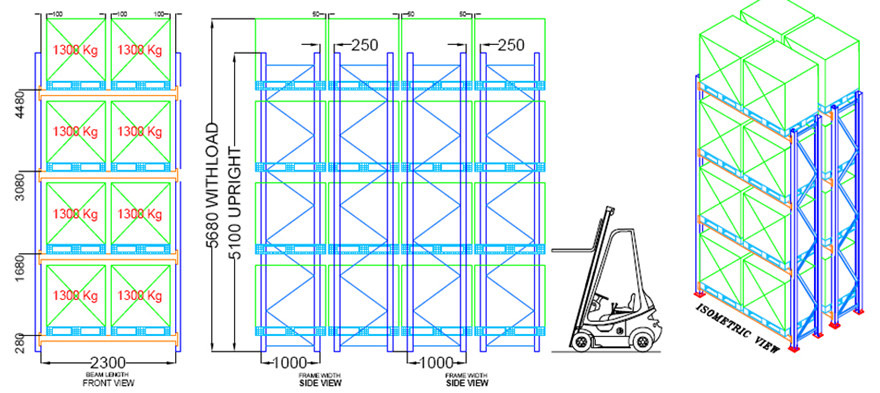 Sample CAD of Double Deep Pallet Racking